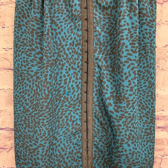 Dolce Vita Turquoise Black Animal Print Sleeveless Evening Dress - Picture 4 of 8
